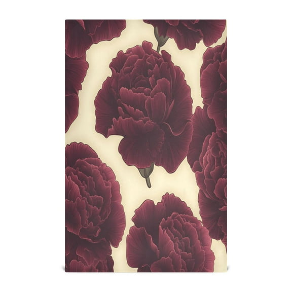 Multi-Purpose Kitchen Towels 28x18 Inch Dishcloths with Hanging Loop Decorative and Practical Towels for Kitchen, Dining Dark Red Carnations