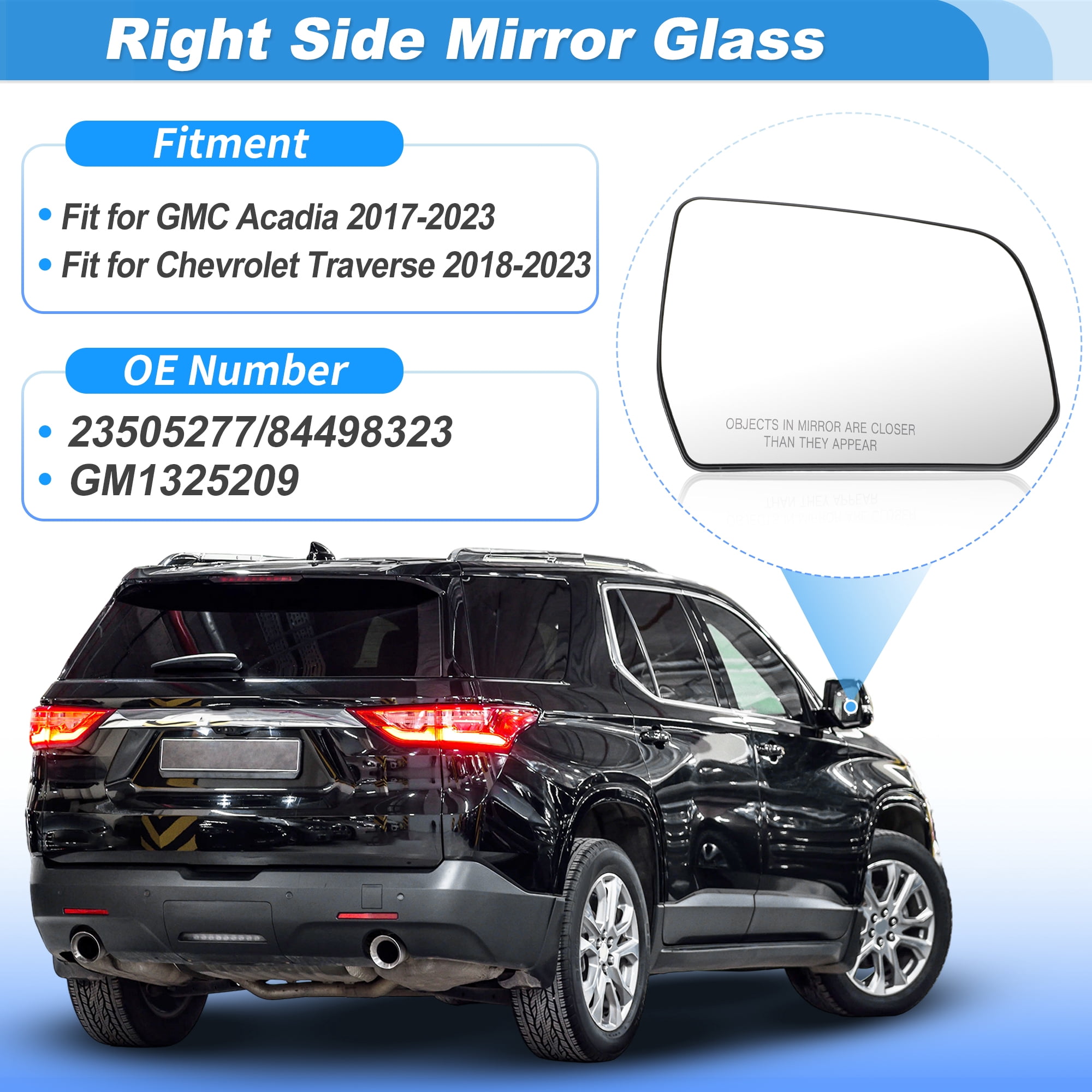 Unique Bargains Heated Mirror Glass for GMC Acadia for Chevrolet Traverse Right Side