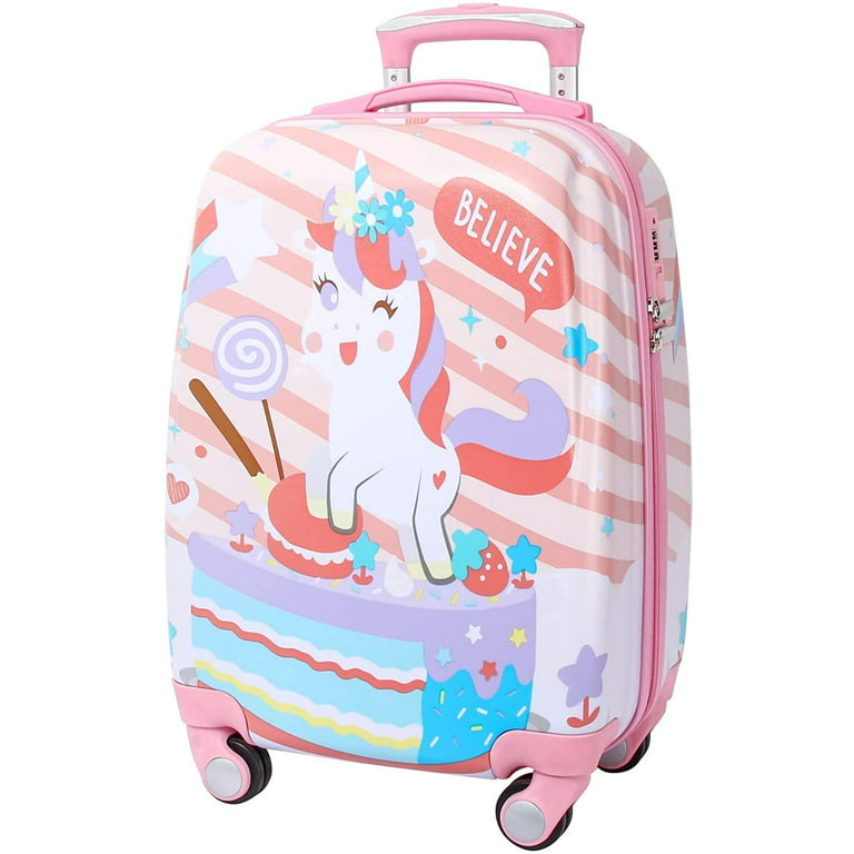 GURHODVO Kids Luggage Kids' Suitcase For Girl 19 Inch Carry On Luggage With  Wheels Lovely Unicorn Hard Shell