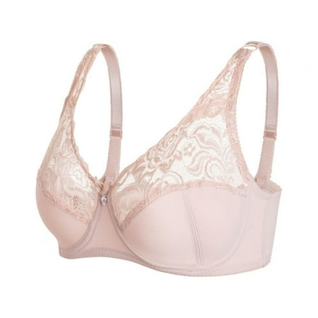 

1Pc Women s Lace Bra Embroidery Floral Bralette Underwire Minimizer Bras Unlined 3/4 Cups Bra Non-Padded Plus Size Bra Brassiere Skin Color 34/75C