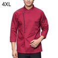 thumbnail image 2 of Chef Coat Unisex-Adulto Manga larga Permeabilidad al aire Hornear Fácil de limpiar Uniforme de cocina para otoño e invierno Restaurante Pastelería Rojo 4XL Inevent LF000336-18, 2 of 7