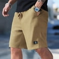 thumbnail image 4 of Nestiefly Mens 7 Inch Lightweight Shorts Drawstring High Waisted Waffle Knit Retro Board Shorts Above Knee Elastic Waist Jacquard Texture Business Sweat Shorts with Pockets Ginger XL, 4 of 5