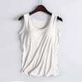 thumbnail image 2 of UPPADA Débardeurs pour Femmes en Modal Rembourré avec Soutien-Gorge Intégré, Col Rond, Camisole Sans Manches avec Soutien-Gorge Sans Armatures, Chandails Ajustés Décontractés, T-Shirt, Grande Taille, Hauts Confortables, Débardeurs d'Été pour Femmes 2025 Blanc, G, 2 of 7