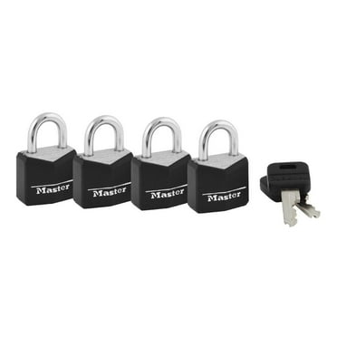 Master Lock 3/4" Wide Covered Solid Body Padlock, 4 Pack; 121Q