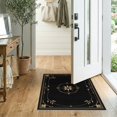 thumbnail image 2 of ODIKA 2'x3' Washable Throw Rug Black Gold Elegance with Symmetrical Floral Design Ornate Golden Florals and Delicate for Hallway, Study Room, Non-Slip Low Profile, Flatwoven, 2 of 7