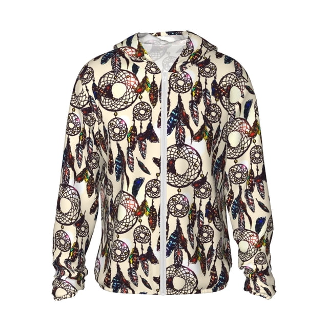 Fotbe Dreamcatcher Chaqueta con Protección Solar UPF 50+ para Hombre y Mujer, Camisa con Capucha y Bolsillos-Medium