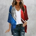 thumbnail image 2 of lcziwo American Flag Kimono Cardigan for Women Plus Size 3/4 Sleeve Shawl Chiffon Cardigans 4th of July Lightweight Beach Cover Up Patriotic Outfits Multicolor S Todays, 2 of 6