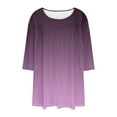 thumbnail image 6 of Viluyesy Big Size Round Neck T-Shirt for Womens 3/4 Sleeves Shirt Tops Loose Blouse Purple Size 4XL, 6 of 6