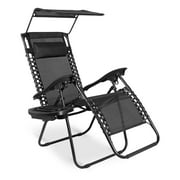 Bigzzia Zero Gravity Chair Patio Lounge Anti Gravity Chair with Canopy and Cup Holder