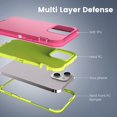 thumbnail image 5 of Compatible with iPhone 15 Case 6.1 Inch, iPhone 14 Case, Heavy Duty Defender 3-Layer Rugged Shockproof Drop Protective Cover Phone Cases Both for iPhone 13/14/15 (Rose/Lime), 5 of 14