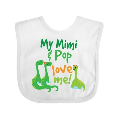 

Inktastic Mimi and Pop Love Me Grandson Dinosaur Boys Baby Bib