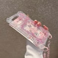 thumbnail image 3 of Compatible with iPhone 16 Phone Case,3-in-1 Design,With Cute Beads Wrist Strap,Luxury Bling Glitter Bavck,Resin Butterflies,For Women Girls,Shockproof Transparent Phone Case,Pink, 3 of 11