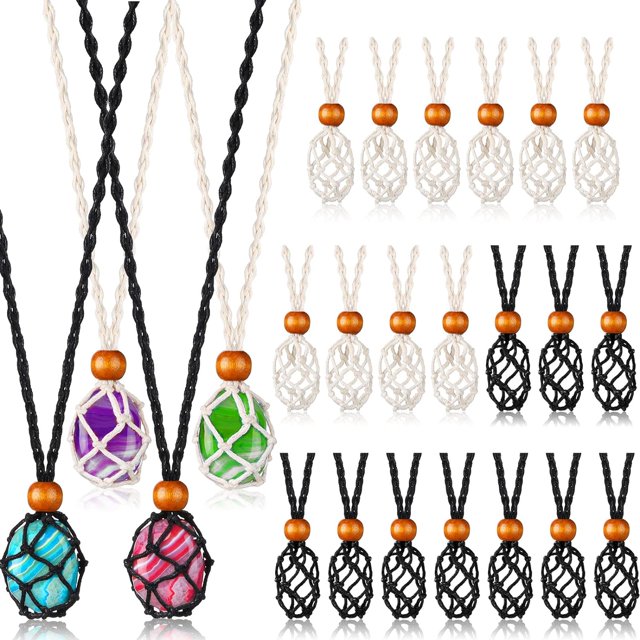 HAHDAXIA 24 Pcs Support de Collier en Cristal Support de Pierre Vide Support de Collier en Cristal Ajustable Cordon de Collier pour Cristaux Pendentif Support de Pierre Cage de Collier Pendentif pour Quartz