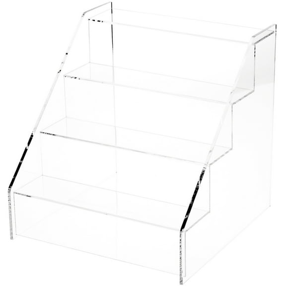 Plymor Clear Acrylic 4-Step Open Front Display Stairs, 10.25" W x 10.5" D x 10.5" H