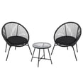 thumbnail image 1 of 3 Piece Patio Rattan Bistro Set, Outdoor All Weather PE Wicker Conversation Furniture Set with 2 Chairs, Cushions & Tempered Glass Top for Poolside/Porch/Garden/Yard, 1 of 9