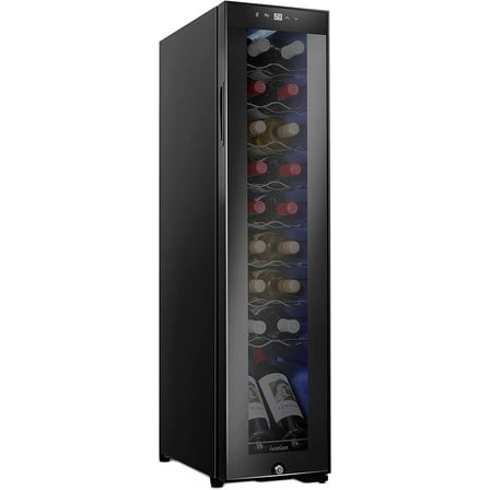 Ivation 18 Bottle Compressor Wine Refrigerator, Narrow Wine Cooler with Lock, Black