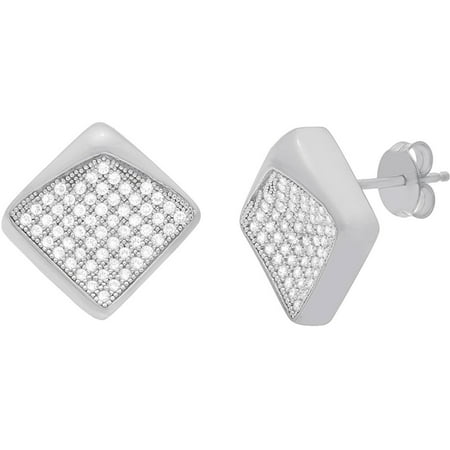 Lesa Michele Cubic Zirconia Sterling Silver Stud Earrings