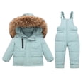 thumbnail image 3 of Toddler Kids Winter 2-Piece Snowsuit Set - Solid Color Thick Down Jacket with Large Collar, Waterproof & Windproof Outdoor Snow Gear, Casual Daily Wear, Warm Ski Outfit | CSEONE, 3 of 8
