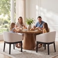 thumbnail image 2 of Guyou Modern Upholstered Dining Chairs Set of 4, Farmhouse Linen Kitchen & Dining Room Chairs with Armrests, 18" W Wooden Barrel Accent Chair Armchair for Dining Room Living Room Bedroom, Cream, 2 of 15