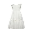 thumbnail image 2 of KkSLirnhs Size 4Y-14Y Girls Clothes under $ 10 Children Baby Girls Middle-aged Children's Sleeveless Flower Kid Wedding Gauze Dress Princess Dress White 3-4Y, 2 of 4