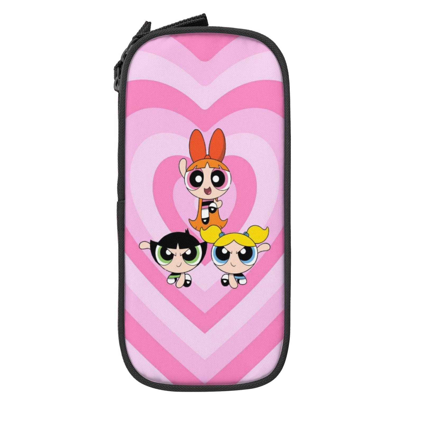 The Powerpuff Gi-rls Pencil Case Large Capacity Pencil Pouch Penbag Office Stationery Organizer Travel Makeup Bag Black