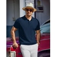 thumbnail image 3 of COOFANDY Men's Polo Shirts Short Sleeve Ribbed Knit Polo T Shirts Business Casual Golf Shirt Collar T Shirt, 3 of 9