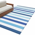 thumbnail image 2 of Geometric Stripe Area Rug 4x6 FT, Non Slip Kids Room Carpet, Ombre Farmhouse Blue Vertical Striped Washable Soft Floor Carpet Non-Shedding Throw Rug for Dorm Kitchen Study Room Home Office Bedside, 2 of 9