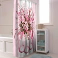thumbnail image 4 of Shower Curtain Pink Eucalyptus Leaf Flower Shower Curtains for Bathroom Decor Stripes Jar Floral Shower Curtain Sets with Hooks Waterproof Fabric Bath Curtain Small Stall 36" X 72", 4 of 6