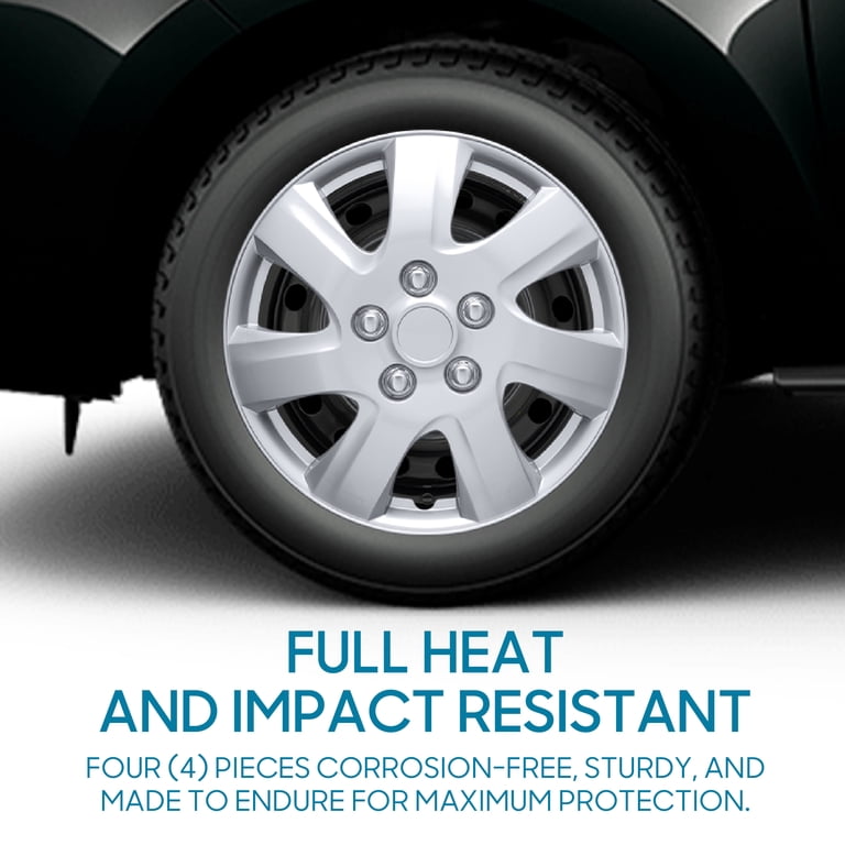 WOLFSTORM 4-Pack 17 Inch Wheel Rim Covers - Snap-On Hubcaps For Cars, Trucks, SUVs, Silver