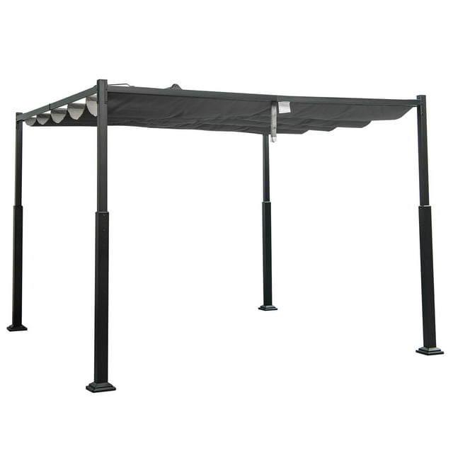 Pérgola Retráctil Costway para Exteriores 310 x 310 cm Metal Toldo Retráctil Gris y Negro