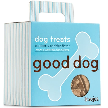 Sojos Good Dog Crunchy Natural Dog Treats, Blueberry Cobbler, 8-Ounce Box
