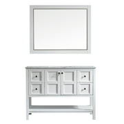 Florence 48" Vanity in White with Carrara White Marble Countertop with Mirror