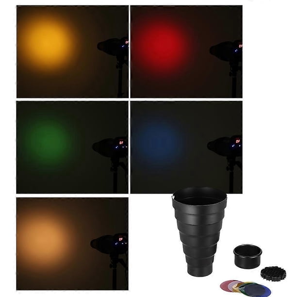 Snoot with Honeycomb Grid 5pcs Color Filter Kit Replacement for Elinchrom /Impact EX/Calumet Genesis/ Interfit EX Flash Strobe