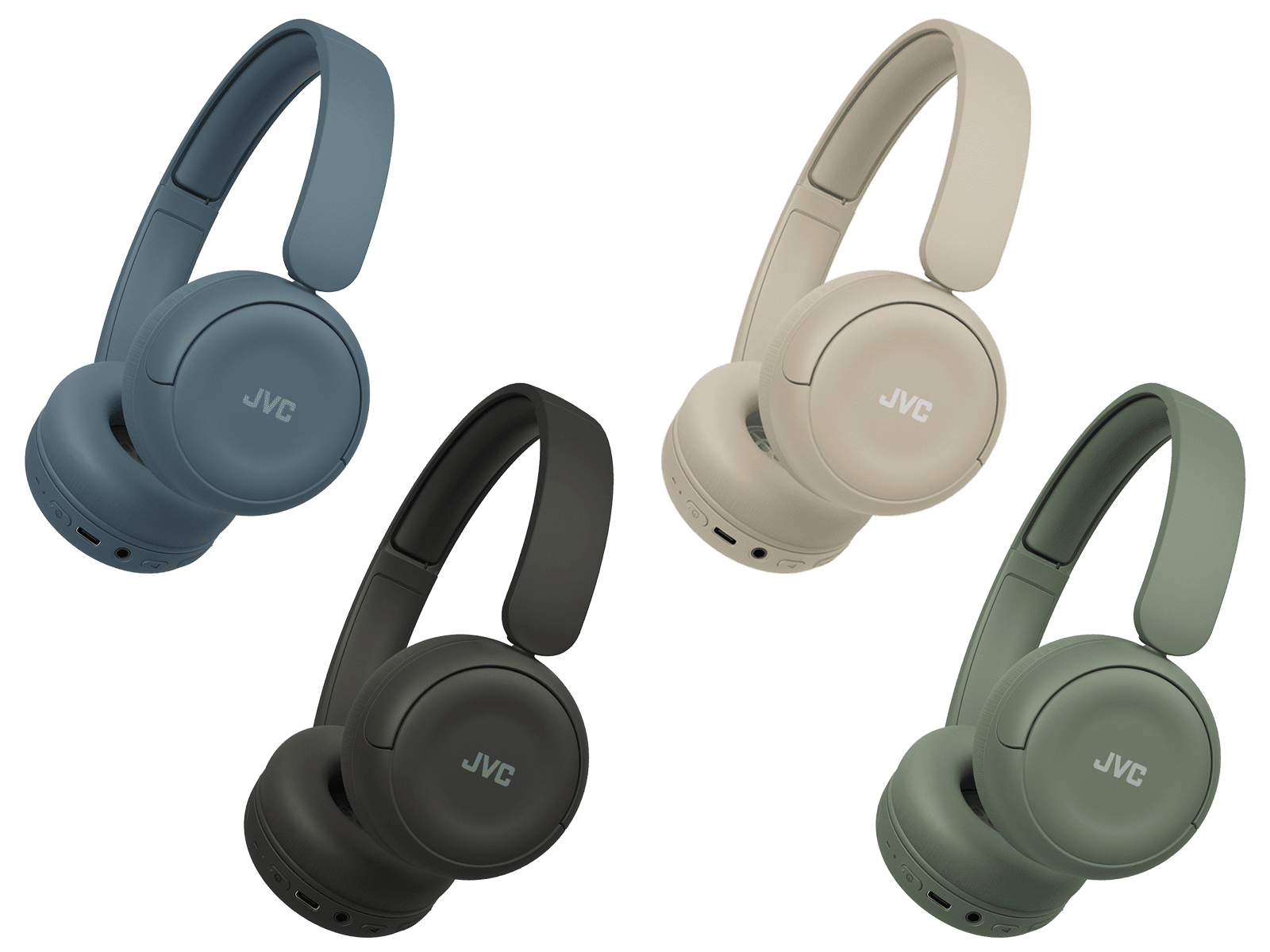 JVC Wireless Headphones with 50H Battery Life, Soft Cushions, Foldable Design, Bluetooth 5.3, Multipoint Connection, App EQ, Built-in Mic – Matte Green
