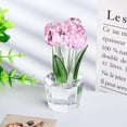 thumbnail image 3 of Qianwei Crystal Tulips Flowers Figurine Pink with Vase - Glass Flower Bouquet Collectible Figurines Crystal Office Home Decor Paperweight - Tulip Gifts for Women Mom Bestfriend Wedding Anniversary, 3 of 12