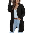 thumbnail image 6 of Women's Long Sleeve Cardigan Open Front Knit Sweaters Solid Soft Casual Loose Outerwear Coats with Pockets, 6 of 9