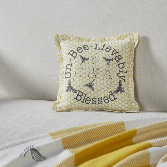 VHC Brands Buzzy Bees Un-Bee-Lievably Blessed Pillow 9x9