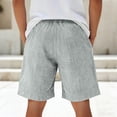 thumbnail image 3 of LWavelet Men's Casual Shorts Summer Beach Solid Color Elastic Waist Drawstring Knee Length Breathable Linen Shorts,Gray 4XL, 3 of 4