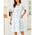 thumbnail image 3 of Ekouaer Nightgowns for Women Cotton House Dress with Pockets Short Sleeve Mumu Dress Embroidered Lounge Dress, 3 of 6