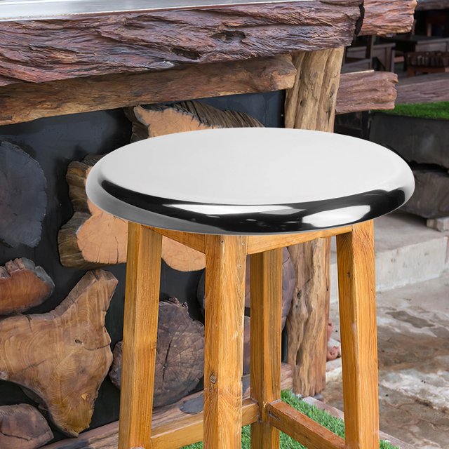 EXHUMKY Asiento Metálico Para Taburete De Bar Con Acabado Plateado Resistente Para Uso En Interiores