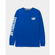 Caterpillar Men's Trademark Banner Long Sleeve Tee Shirts with Center Back Neck Wire Management Loop and CAT Logo, Memphis Blue, XL