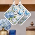 thumbnail image 2 of Blue Hydrangea Floral Pot Holders for Kitchen Heatproof Potholder, 3 Pack Spring Retro Butterfly Botanical Hot Pads Multipurpose Oven Pads Cloth Potholders Trivet for Cooking Baking, 2 of 8