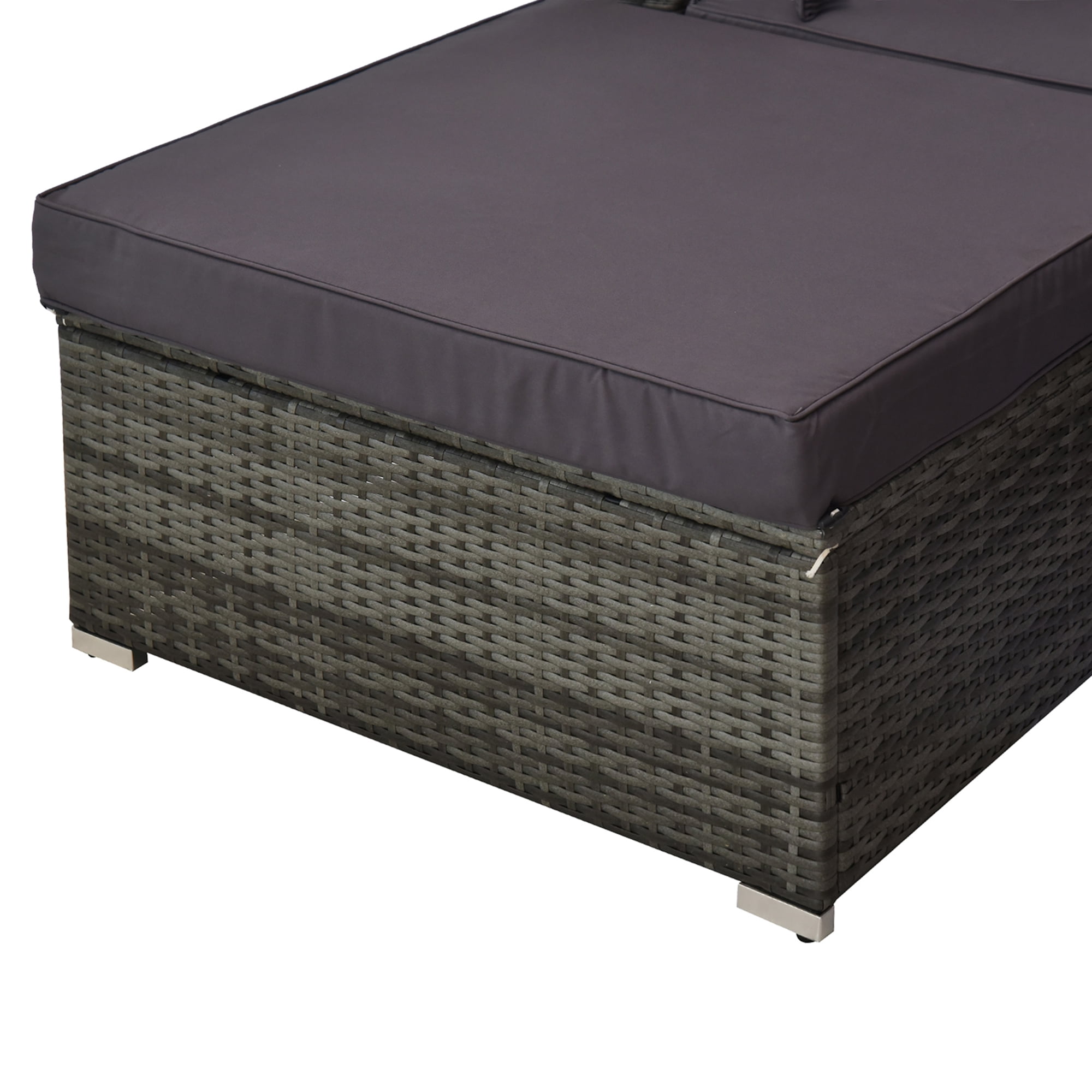 Outsunny 5-Piece Outdoor Sectional Furniture, Patio Sofa Set, PE Wicker Couch, Cushions, Pillows, Ottoman, Coffee Table, Charcoal