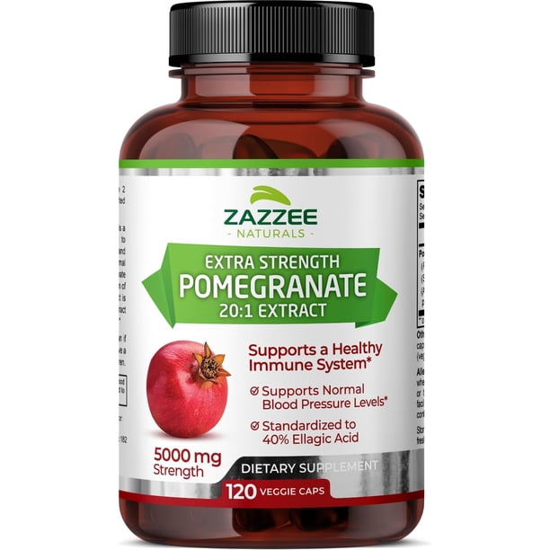 Zazzee Naturals Extra Strength Pomegranate 20:1 Extract | 5,000 Mg | 120 Servings | 120 Veggie Capsules