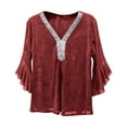thumbnail image 6 of Aofany 3/4 Sleeve Shirts for Women, Casual V Neck Sparkle Sequin Blouse Solid Color Tunic Top Holiday Party Pullover Tops, 6 of 6