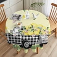 thumbnail image 3 of Summer Round Tablecloth 60 inches Black Plaid Truck with Lemons Fruit Yellow Theme Waterproof Oil-Proof Table Cloth Round Table Cover for Holiday Party Picnic Dinner Decor Indoor and Outdoor Use, 3 of 9