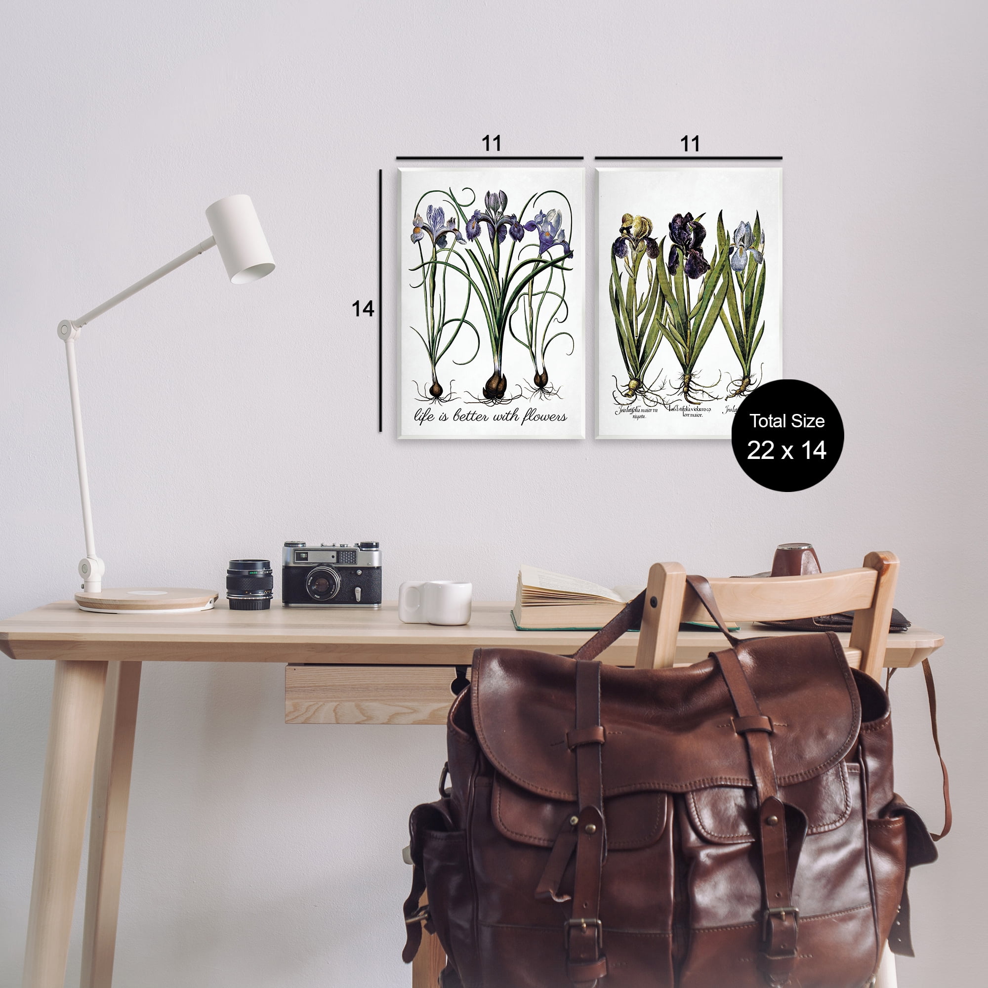 Stupell Industries Better with Flowers Iris Bulb Plants & Flowers Painting Unframed Art Print Wall Art, 11 x 14, Set of 2