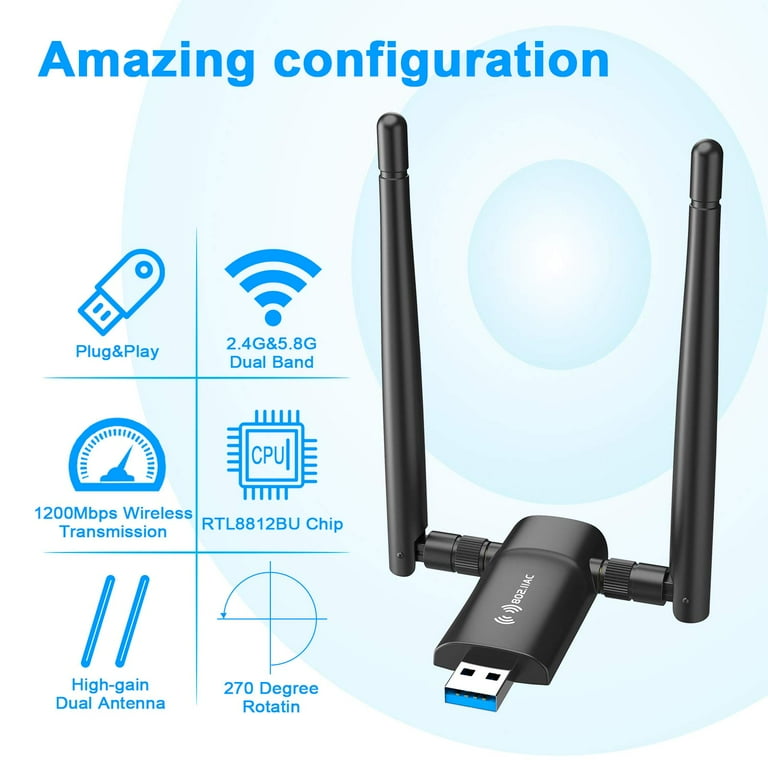 WiFi Antenna Dual Band 2.4GHz 5.8GHz 10 DBI RP-SMA Router for PCI-E WiFi Network Card USB Wireless Adapter Security IP Camera