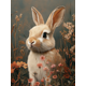 thumbnail image 1 of Qisvanset Framed Canvas Wall Art 12x16 Inch Wildflower Meadow Cute Vintage Bunny Wall Art, 1 of 5
