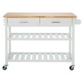 thumbnail image 5 of SAFAVIEH Kiko 2 Drawer 2 Shelf Kitchen Cart, White/Natural (47.2 in. W x 18.9 in. D x 35.4 in. H), 5 of 17
